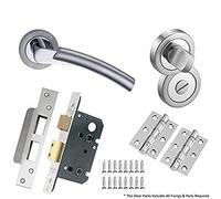 EUROART Design Arkus/Sorrento Lever on Rose Door Handle Bathroom Pack with Ball Bearing Hinges Dual Finish