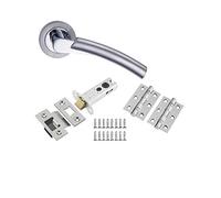 EUROART Designer Arkus/Sorrento Lever on Rose Door Handle Latch Pack with Ball Bearing Hinges - Dual Finish