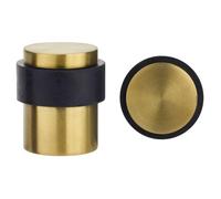EuroArt Door Stop Floor Mounted Round Collared Flat Top 35mm Diameter Heavy Duty Floor Stopper for Internal and External Doors (PVD Satin Brass)