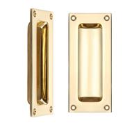 EUROART Flush Door Pull Handle in Polished Brass Finish & Dimensions 102mm x 45mm x 13mm