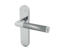 EUROART Frelan Mitred Suite Door Handle on Latchplate in Polished Chrome/Satin Chrome Finish