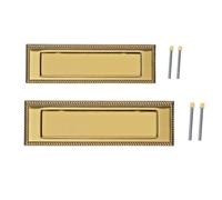 EuroArt Georgian Brass Letter Plate Post Box Sprung LP Traditional Front Door Letterbox Mail Slot Postal Flap (275 x 88mm)