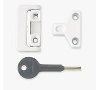 EuroArt Hinged Window Lock Set with Key, White Finish, 25mm x 10mm x 50mm, Keyed Security, for Residential and Commercial Windows (White)