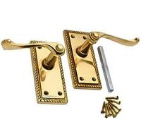 EUROART Georgian Latch Handle Set for Doors - 113 x 50mm - Polished Brass