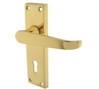 Euroart JOVIAN Straight Lever Lock Door Handles in Polished Brass Finish & Dimensions 150mm x 40mm