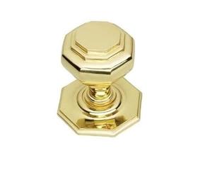 EUROART Large Polished Brass Octagonal Centre Pull Door Knob 75mm