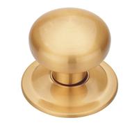 EUROART Large Round Windsor Centre Door Knob 85x75mm in Polished Chrome & Satin Brass (Satin Brass)