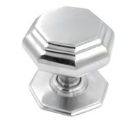 EUROART Large Satin Chrome Octagonal Centre Pull Door Knob 100mm