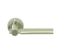 EUROART Lever on Rose - Designer Range in Satin Nickel Finish & Dimensions 128mm x 51mm x 64mm
