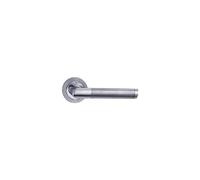 EUROART Lever on Rose Door Handle in Satin Chrome Polished Chrome Finish & Dimensions 128mm x 51mm x 10mm