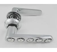 Euroart Lever on Round Rose Diamond Crystal Diadem Door Handle in Pairs Polish Chrome