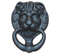 EuroArt Lion Head Door Knocker Solid Metal Decorative Front Door Knocker Traditional Entrance Door Hardware (Black Antique, 150mm)