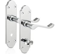 EUROART Luxury Lever Door Handles - Lever Bathroom Door Handle in PC, PB, SCP Finish | Designed with Premium Materials and a Sleek Look .Restroom and Toilet Doors (Shaped Scroll, Satin Chrome)