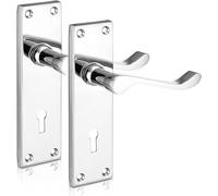 EUROART Luxury Lever Door Handles-Lever Lock Door Handle in PB, PC & SC Finish .Designed with Premium Materials Wooden Doors in Residential or Commercial Spaces (Valens, Polished Chrome)