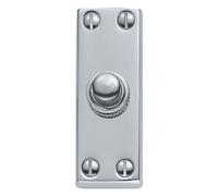 EuroArt Oblong Bell Push, Metal, 75 x 25mm, Slim Rectangular Profile, Modern, for Wired Doorbell Systems (Satin Nickle)