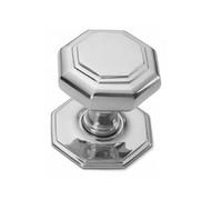 EUROART Solid Heavy Cast Octagonal Centre Door Knob Large (Fixed Knob) in Satin Chrome