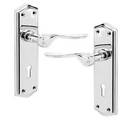 EUROART Oxford/Salvesen Polished Chrome Lock Door Handle Set 168 x 44mm