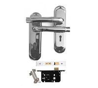 EUROART Paris Lever Lock Door Handle + 3 Lever Sash Lock 186 x 48 mm - Polished Chrome Finish