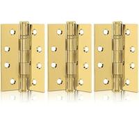 Euroart Polished Brass Finish for a Premium 4 Inch (100mm) (Grade13) Ball Bearing Hinges, Steel Door Hinge for Wooden Doors (1.5 Pairs).Both Traditional and Modern interiors.