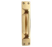 Euroart Pull Handle on Back Plate and Durable Hardware Piece Perfect for Front Doors in Homes, Offices, or Retail Spaces, The Handle in Polished Brass Finish Dimensions 300mm x 63mm x 63mm