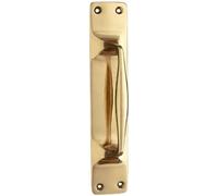 Euroart Pull Handle on Back Plate and Durable Hardware Piece Perfect for Front Doors in Homes, Offices, or Retail Spaces, The Handle in Polished Brass Finish Dimensions 300mm x 63mm x 63mm