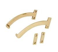 EuroArt Quadrant Arm Stay, 150mm, for Casement and Wooden Windows,Window Restrictor Stay Support Arm, Pair with Fixings Included (Polished Brass)