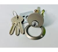 Replacement Rim Cylinder Set, Security Rim Cylinder Door Lock Night Latch in Matt Satin Chrome Finish Dimensions 77X33X33mm