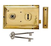 EuroArt Rim Lock 150mm x 100mm Surface Mounted Door Lock Heavy Duty Security Lock for Timber Doors (Electro Brass)