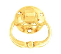 EUROART Round Ring Pull Handle, Metal, Corrosion-Resistant, for Cabinets, Drawers, Cupboards and Furniture (Polished-Brass, 32mm)