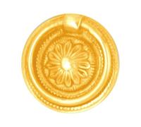 EUROART Round Ring Pull Handle, Metal, Corrosion-Resistant, for Cabinets, Drawers, Cupboards and Furniture (Polished Brass, 45mm)