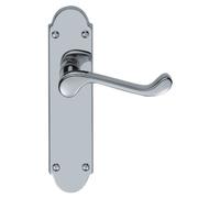 EUROART Shaped Scroll Lever on Backplate Latch Handle 168mm x 40mm Smooth Finish Traditional Interior Door Furniture (Satin Chrome)