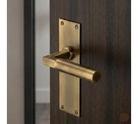 EUROART Smithson Luxury Slimline Interior Door Handle on Backplate Premium Contemporary Lever Door Furniture for Modern Residential & Architectural Interiors (Euro Profile, Antique Brass)