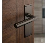 EUROART Smithson Luxury Slimline Interior Door Handle on Backplate Premium Contemporary Lever Door Furniture for Modern Residential & Architectural Interiors (Euro Profile, Matt Bronze)