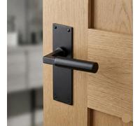 EUROART Smithson Luxury Slimline Interior Door Handle on Backplate Premium Contemporary Lever Door Furniture for Modern Residential & Architectural Interiors (Latch, Matt Black)