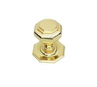 EUROART Solid Heavy Cast Octagonal Centre Door Knob Large (Polished Brass)