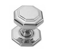 EUROART Solid Heavy Cast Octagonal Centre Door Knob Large (Fixed Knob) in Polished Nickel