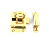 EuroArt Square Fanlight Catch Window Fastener Heavy Duty Fanlight Lock Secure Vent Catch Brass Finish Fixings Included (Polished Brass)