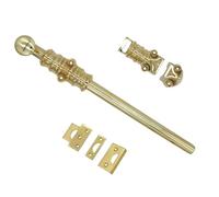 EuroArt Surface Sliding Bolt 305mm Polished Brass Decorative Oval Knob Door Bolt Solid Brass Construction Fixings Included (Oval Knob Rice)
