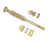 EuroArt Surface Sliding Bolt 305mm Polished Brass Decorative Oval Knob Door Bolt Solid Brass Construction Fixings Included (Oval Knob Classic)