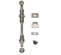 EuroArt Surface Sliding Bolt 305mm Satin Nickel Decorative Oval Knob Door Bolt Solid Metal Construction Fixings Included (Oval Knob Rice)