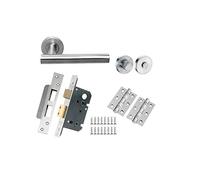 EUROART T Bar Lever On Rose - Bathroom Pack in Satin Stainless Steel Finish