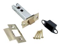 EuroArt Tubular Latch, 64mm/75mm Backset, Brass Finish, Internal Door Hardware with Fixings Included (Electro Brass, 64/75mm)