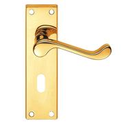 EUROART Valens Scroll Lever on Backplate Oval Profile Lock Handle 150mm x 40mm Pair Traditional Key Lock Door Furniture Set (Polished Chrome)