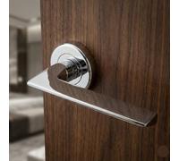 EUROART Vector Luxury Interior Door Handle Set Premium Contemporary Lever Door Furniture for Modern Residential & Architectural Interiors (Polished Chrome/Brass)