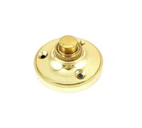 EuroArt Victorian Round Door Bell Push Button 52mm Diameter in Polished Brass Finish Traditional Press Bell for Front Entrance Doors Fixings Included