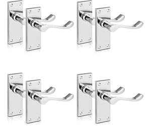 EUROART Victorian Scroll Lever Latch Door Handle Polished Chrome Finish. Door Handle Classic Design. Ideal for All Types Door & Dimensions 118mm x 40mm (Pack 4)