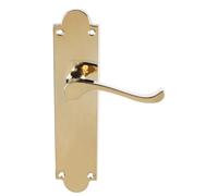 EUROART Victorian Scroll Lever On Shaped Backplate - (Contract Range) Lock, Bathroom & Latch (Latch, Polished Brass)