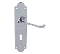 EUROART Victorian Scroll Lever On Shaped Backplate - (Contract Range) Lock, Bathroom & Latch (Lock, Polished Chrome)
