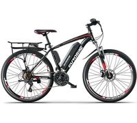Eurobike EMTB 26 Inch Wheel Electric Mountain Bike with 27 Speeds, Dual Disc Brakes, Lightweight Aluminium Frame, and Front Suspension E-Bike E9, Black