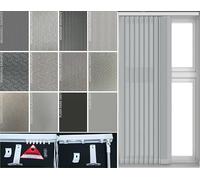 EUROBLINDS - GREY Vertical Blind for Windows Complete Set - Headrail & Fabric - Made to Measure - 89mm (3.5 inch) - GREY Louvres - - (Up To 250cm (98 inch) Wide)